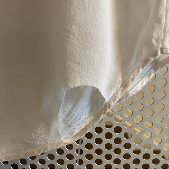 Chaser Silk Distressed Dropped Shoulder Rounded Hem Top Size Medium in White - Picture 7 of 8